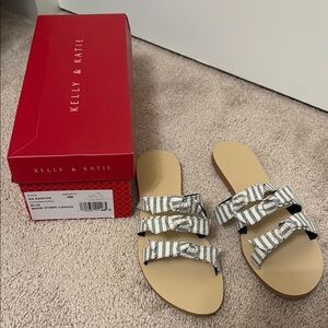 Kelly & Katie Blue Maine Stripe Canvas Sandals